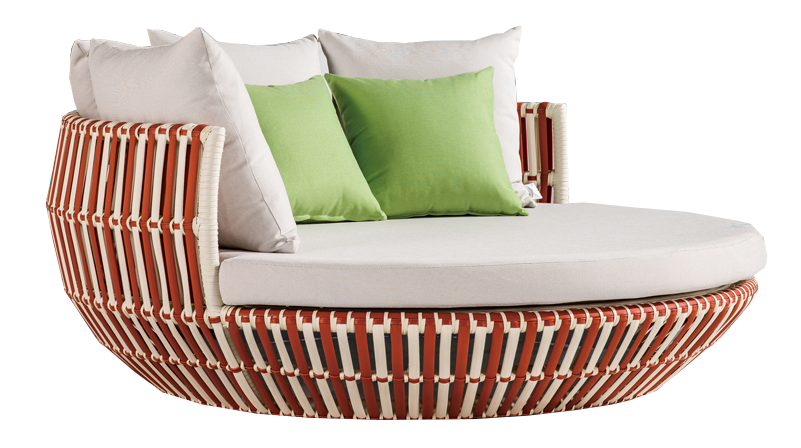 Apricot Modern Outdoor Round Chaise, Modern Outdoor Daybed